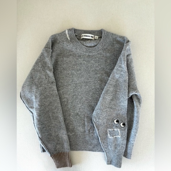 Uniqlo Sweaters - Uniqlo x Anya Hindmarch wool grey sweater 👁️ eye motif S small crew neck